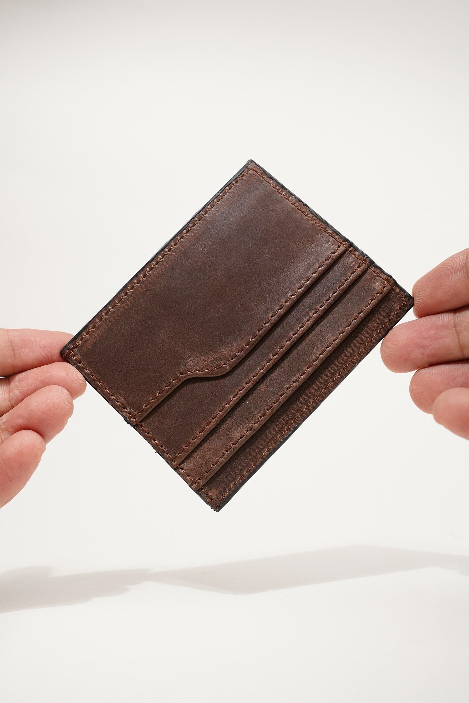 Mens leather card holder in dark brown colour by JULKE