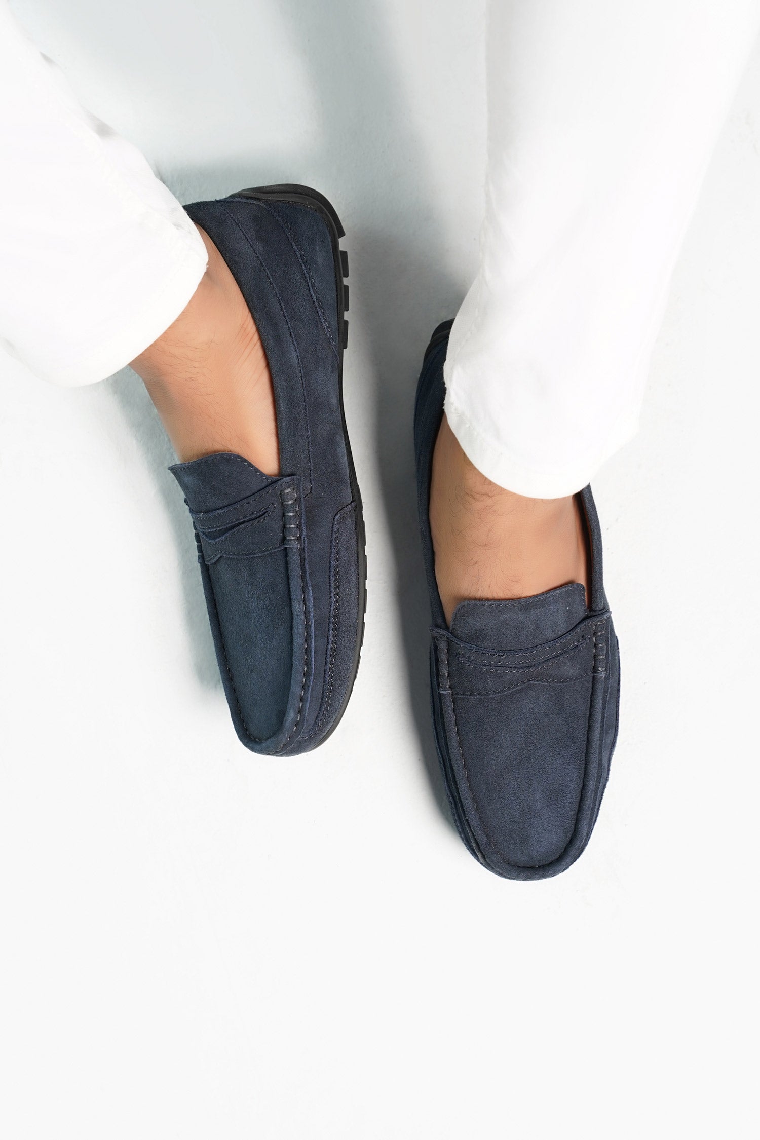 Mens original leather moccasins in dark blue colour by JULKE