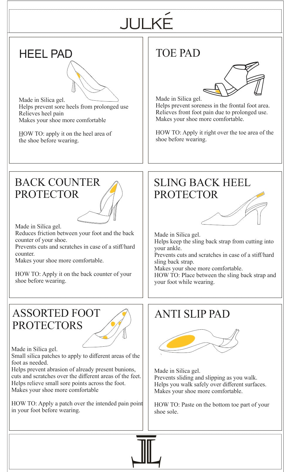 Foot care gel pads user manual by JULKE