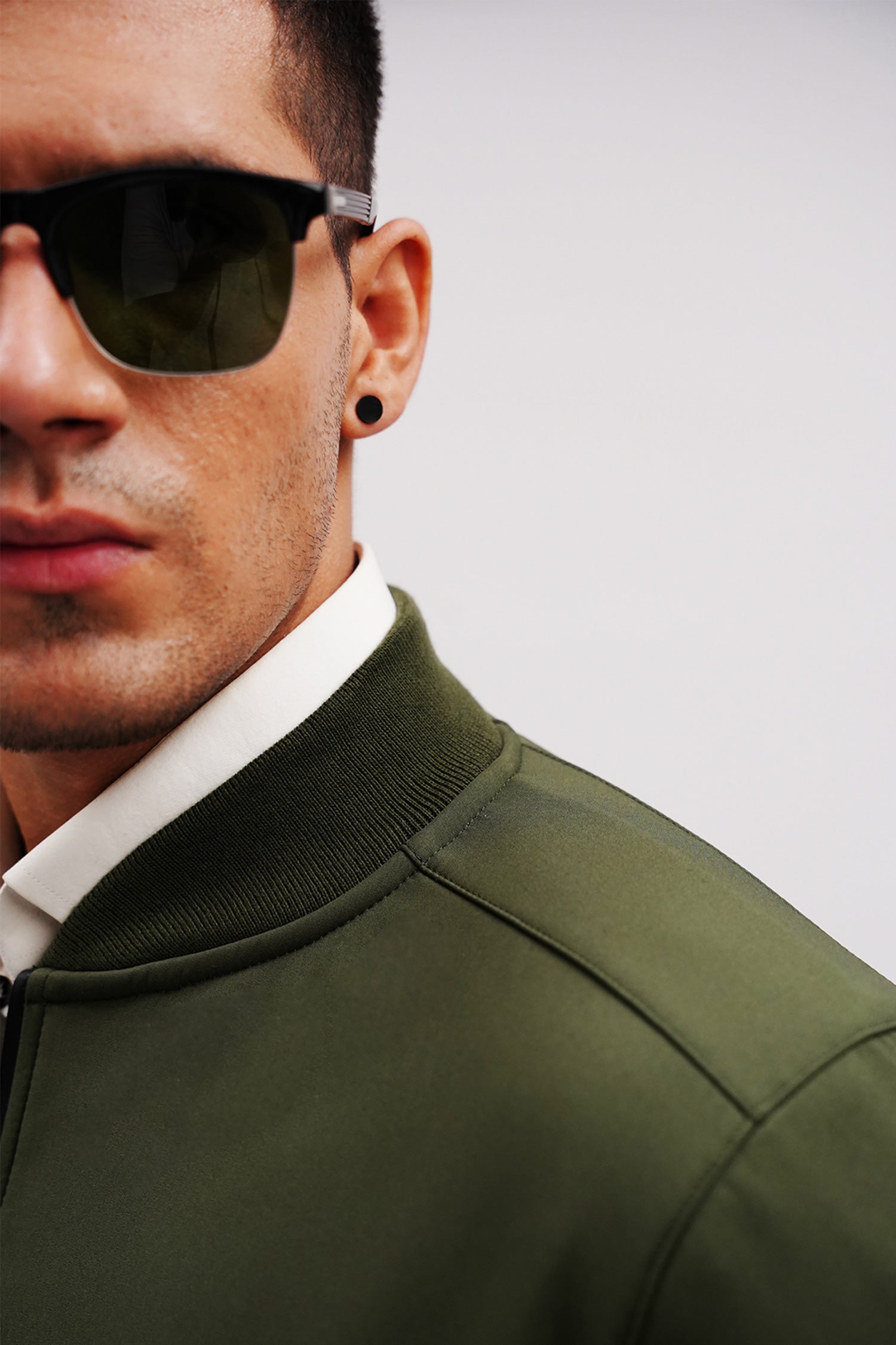 Mens winter bomber jacket in grey with waterproof zip by JULKE