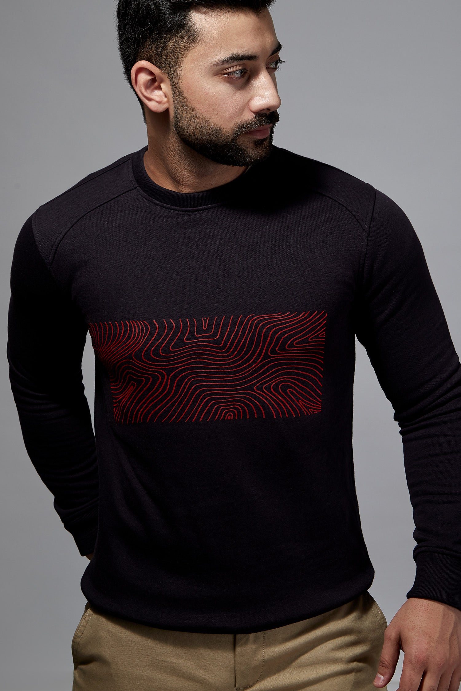 Mens winter sweatshirt in navy blue with trendy screen print by JULKE