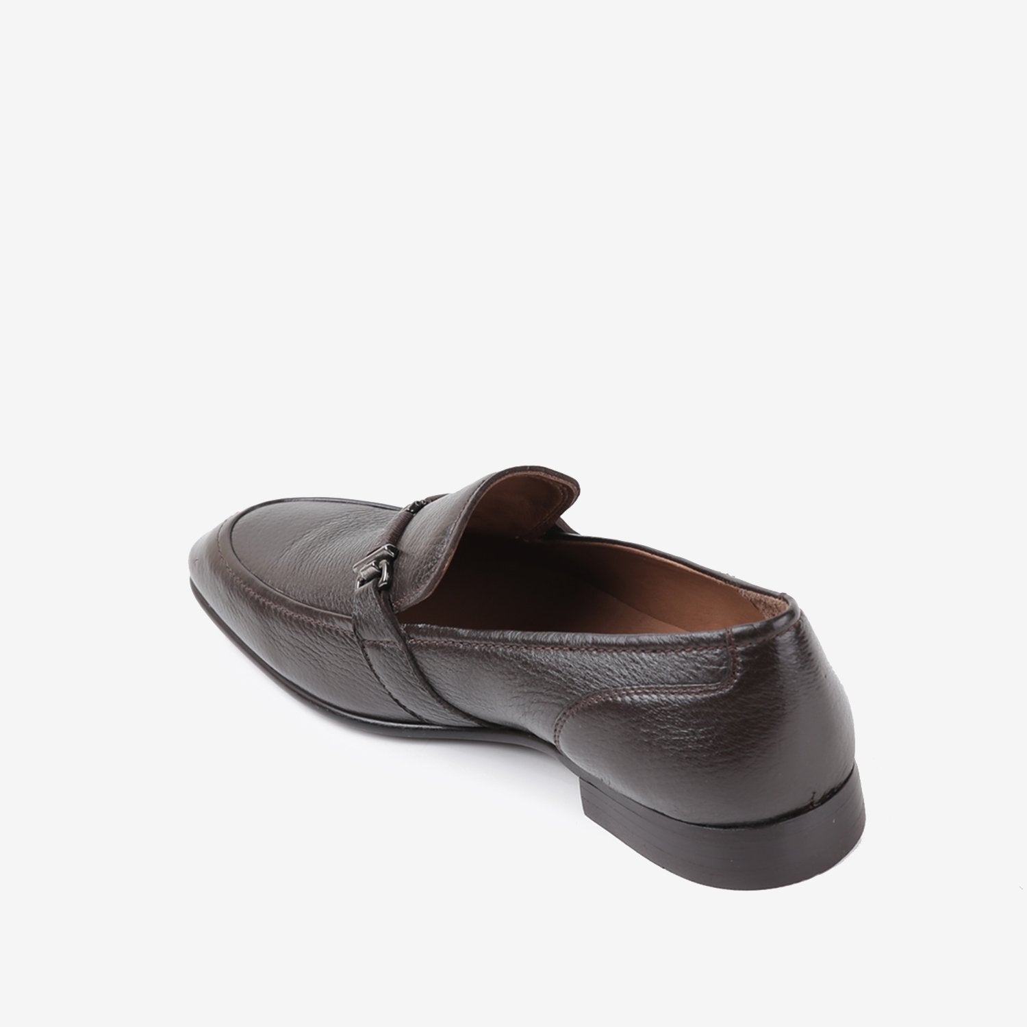 Mens original deerskin leather shoes in brown colour with silver buckle by JULKE.