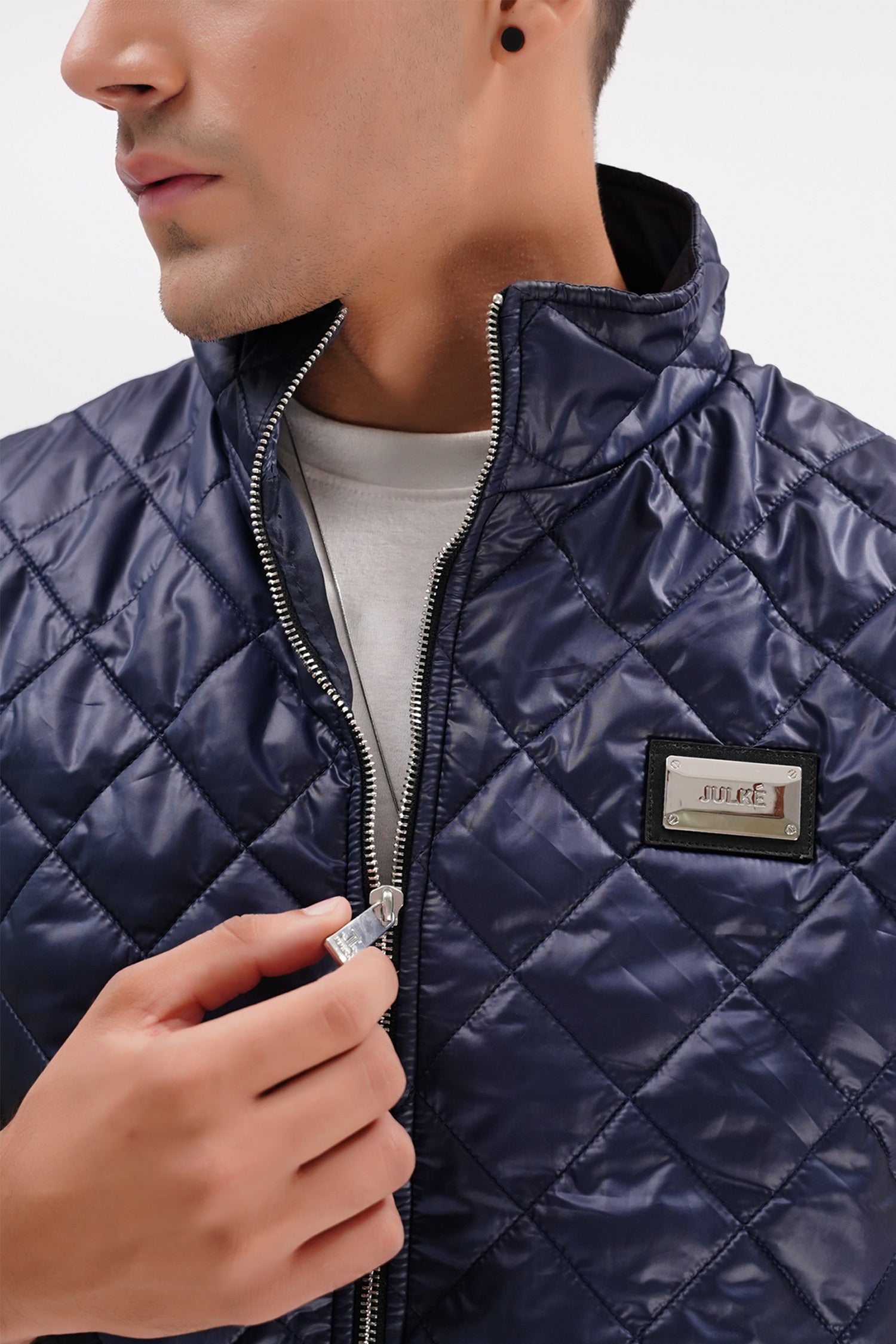 Mens winter vest sleeveless in blue colour with quilting by JULKE