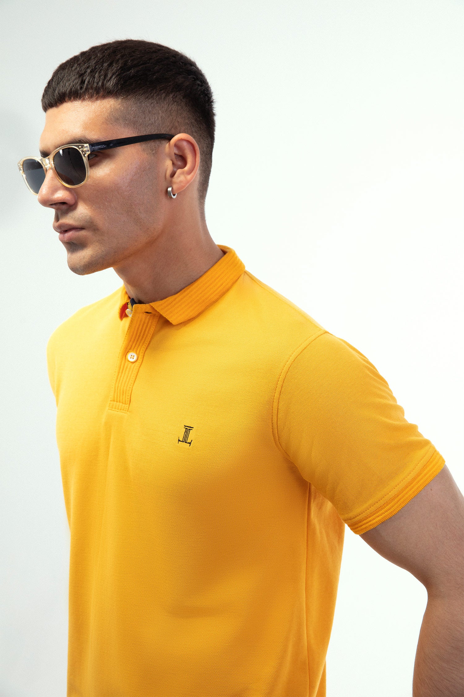 Mens summer polo shirt in mango yellow with collar bone by JULKE