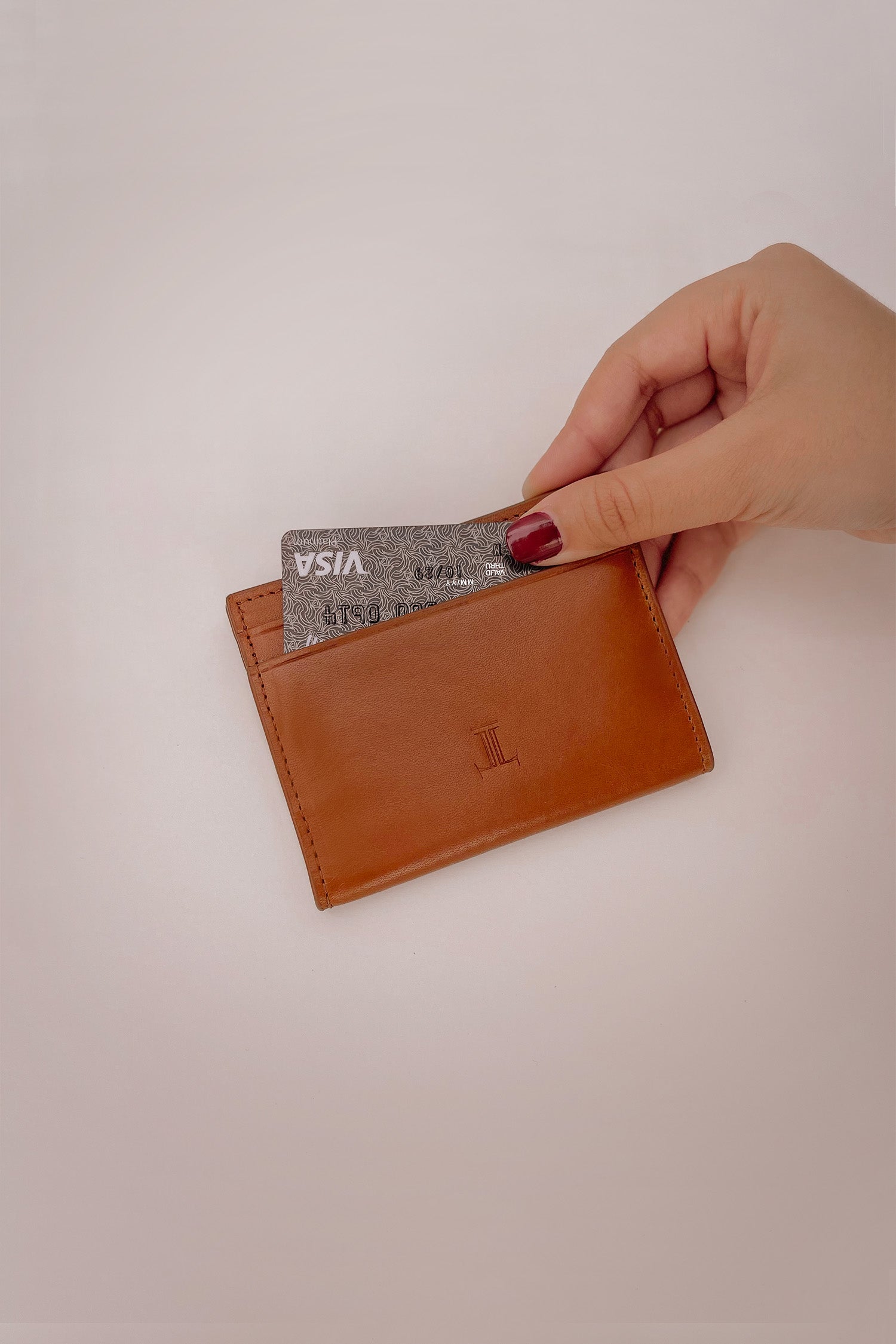 Mens original leather card holder wallet in tan colour by JULKE