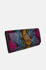 Womens leather long wallet in multi colour with  snake print by JULKE