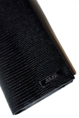 Mens leather long wallet in black colour with reptile texture by JULKE