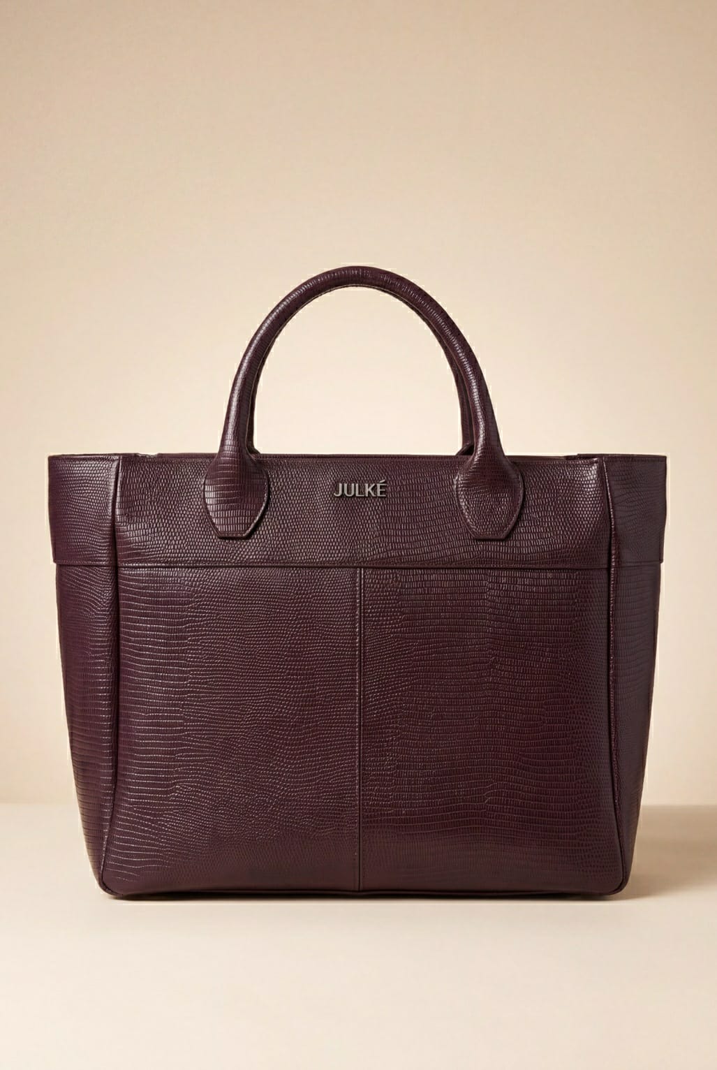 JULKE Carryall Maroon Textured Leather Tote Bag Front View