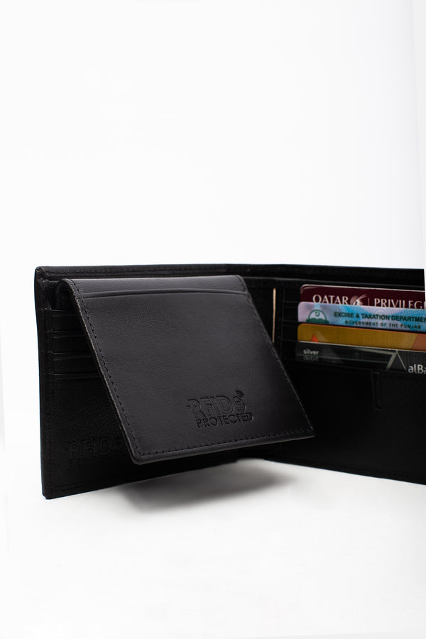 Mens original leather wallet in black colour with extra card holder by JULKE