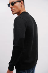 Mens winter sweatshirt with box knit pattern in black colour By JULKE 