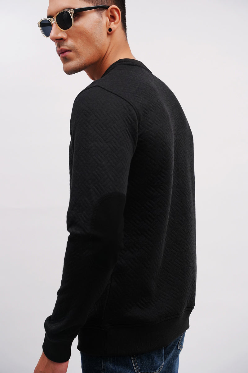 Mens winter sweatshirt with box knit pattern in black colour By JULKE 