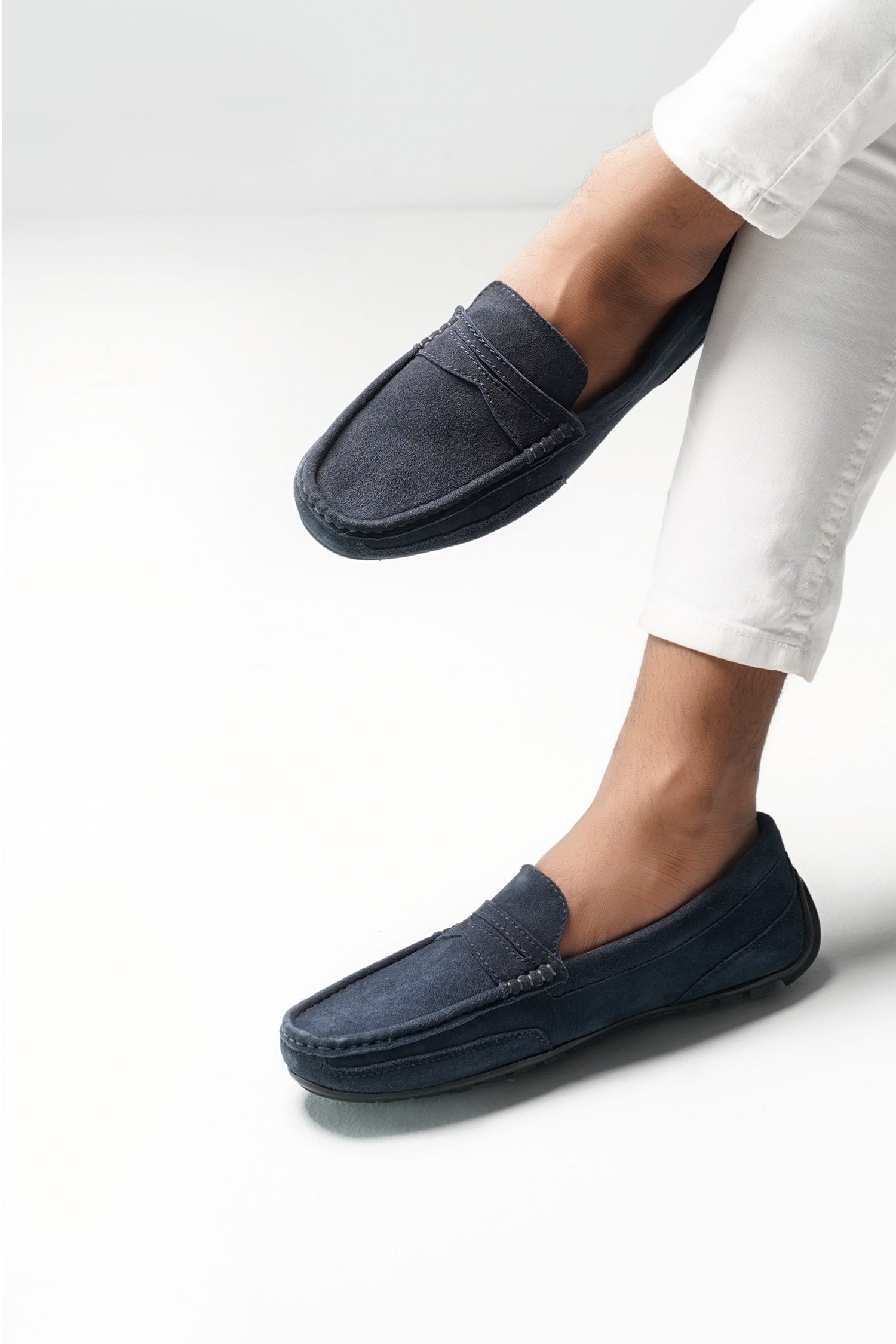 Mens original leather moccasins in dark blue colour by JULKE
