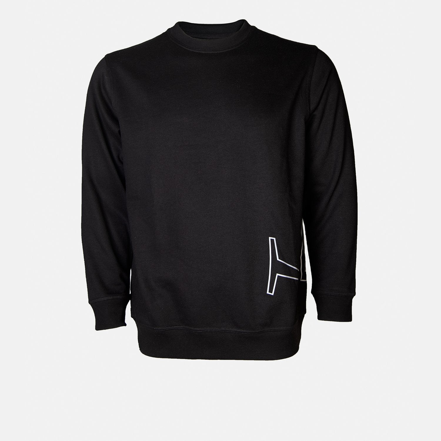 Mens winter sweatshirt in black colour with white screen printed logo by JULKE. 