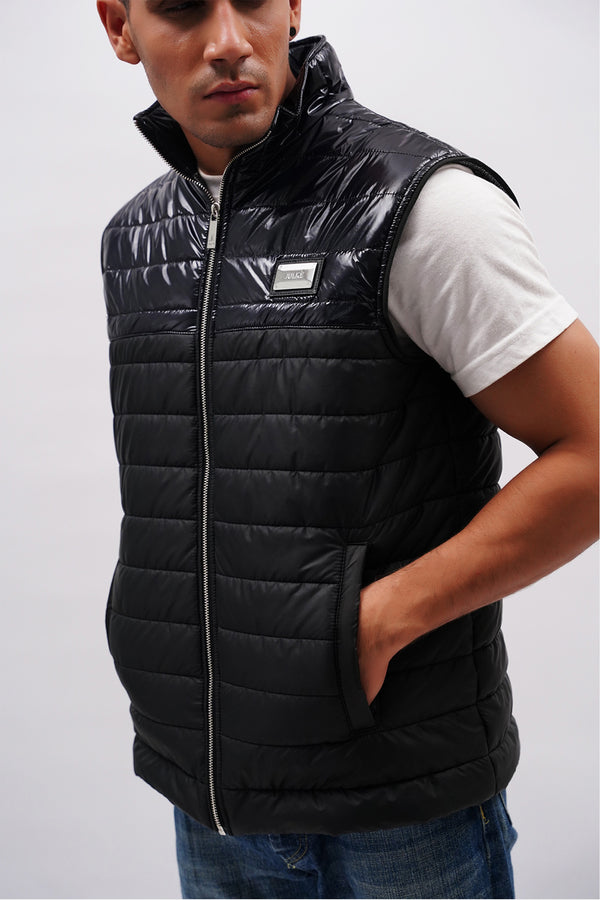 Mens winter vest sleeveless in black colour with quilting by JULKE