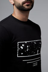 Mens winter sweatshirt in black with trendy white screen print by JULKE