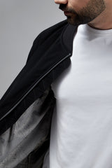 Mens winter jacket in black suede with waterproof zip and silk lining by JULKE