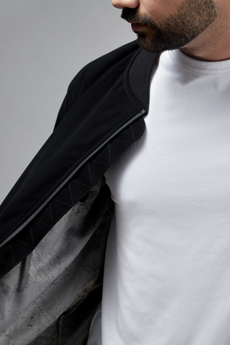 Mens winter jacket in black suede with waterproof zip and silk lining by JULKE