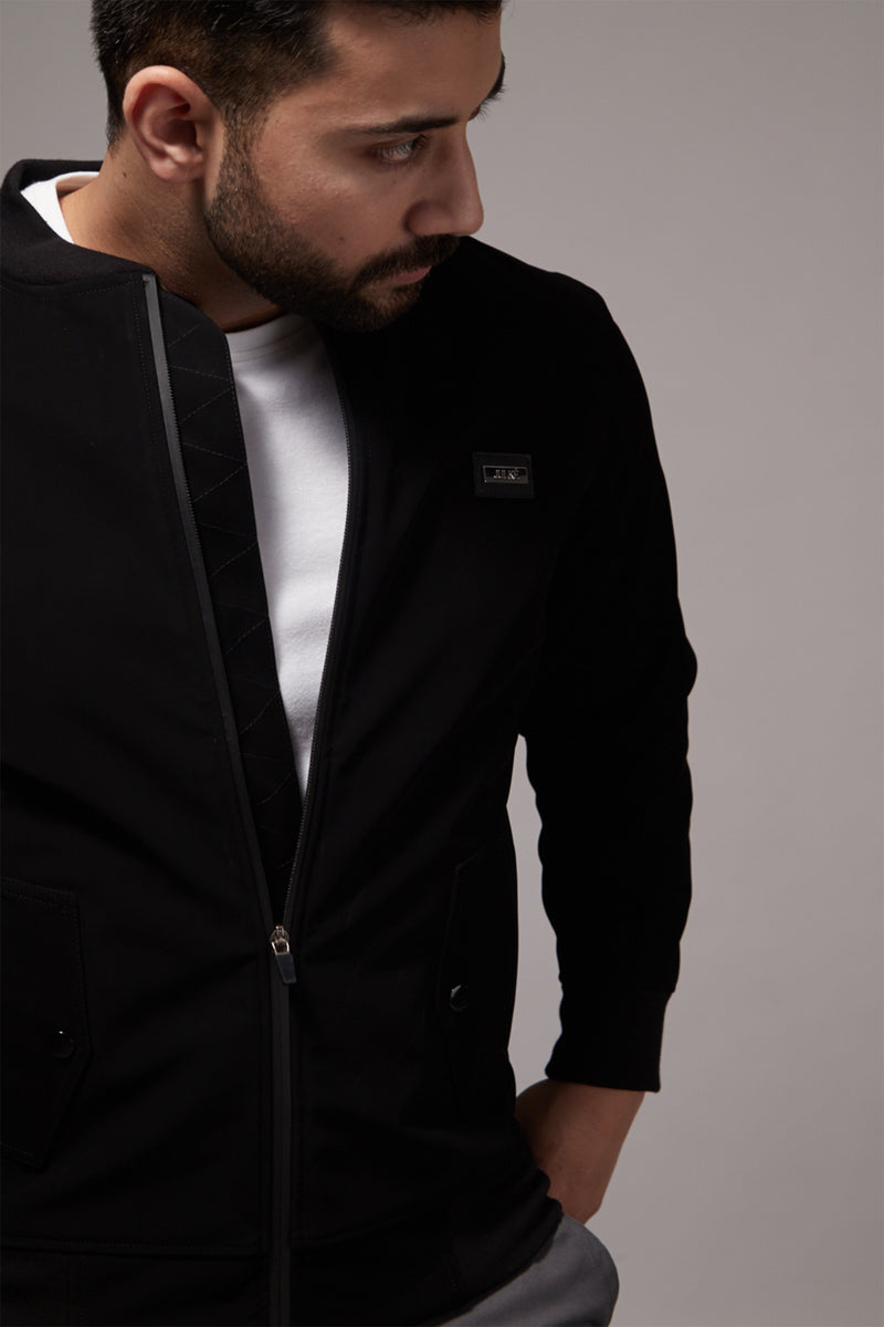 Mens winter jacket in black suede with waterproof zip by JULKE