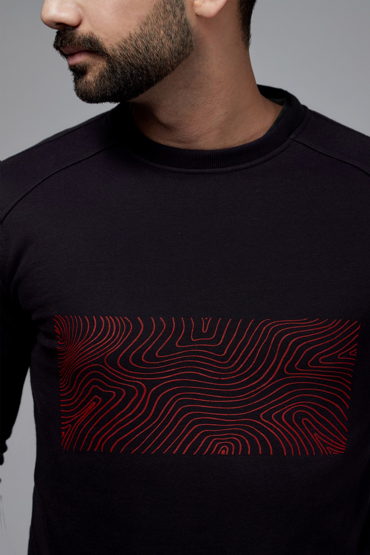 Mens winter sweatshirt in navy blue with trendy screen print by JULKE