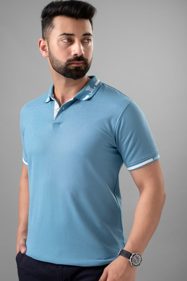 Mens summer polo in light blue colour by JULKE