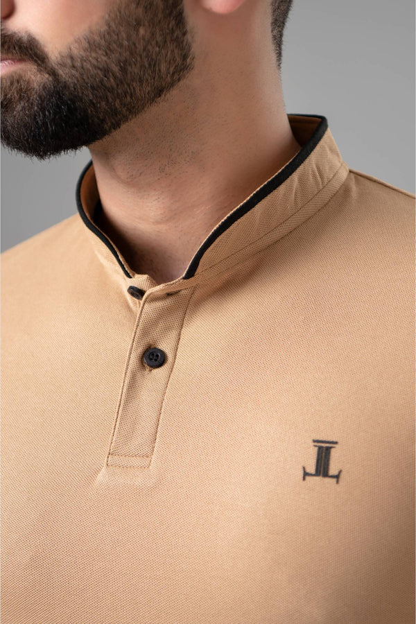 Mens summer polo shirt in light brown colour by JULKE