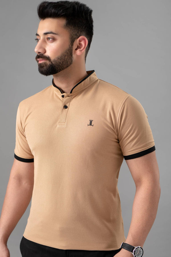 Mens summer polo shirt in light brown colour by JULKE