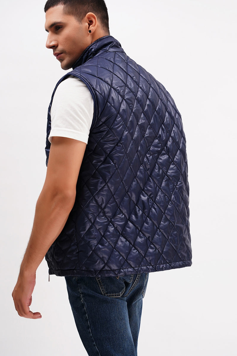 Mens winter vest sleeveless in blue colour with quilting by JULKE