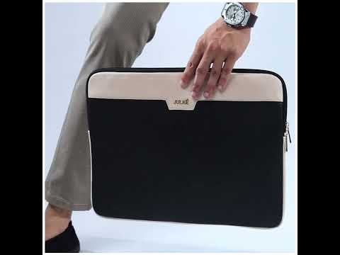 Leather laptop sleeve in black & wihte colour by JULKE